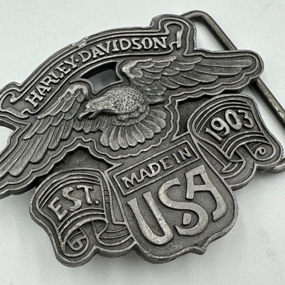 Harley Davidson Eagle Made in USA Belt Buckle Vintage Pewter Moto